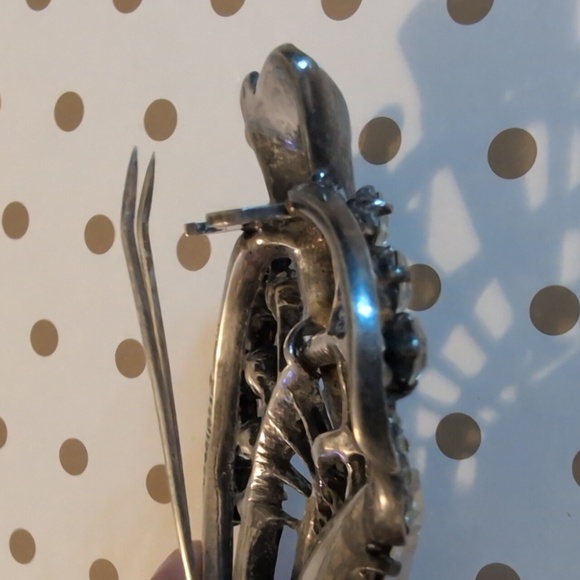 Vintage Eisenberg Sterling Silver Clear Rhinestone Fur Clip Signed Art Deco - Picture 5 of 9